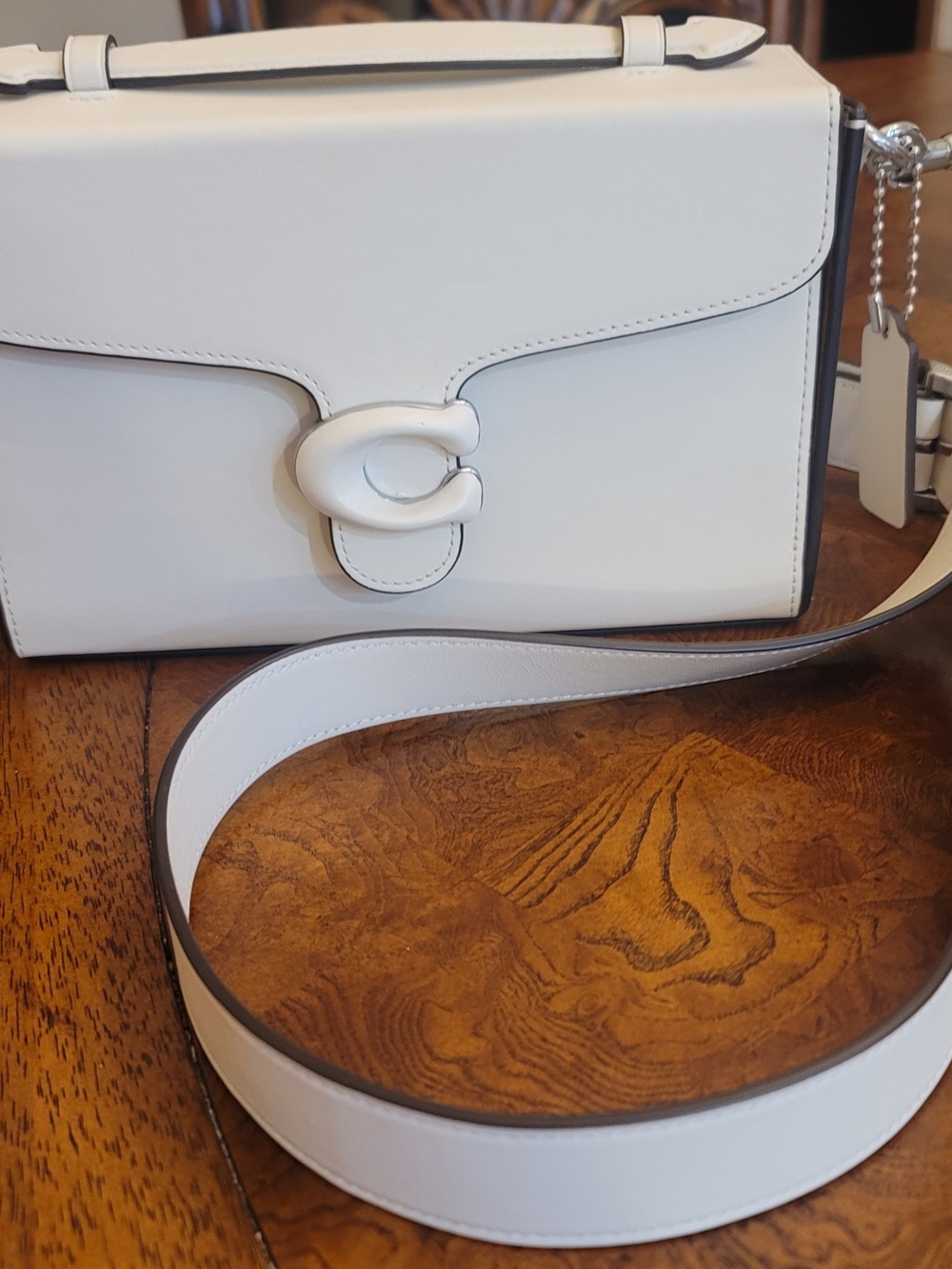 Coach Tabby Box Glovetanned Leather (Chalk White, Style CH750) Crossbody/Handbag